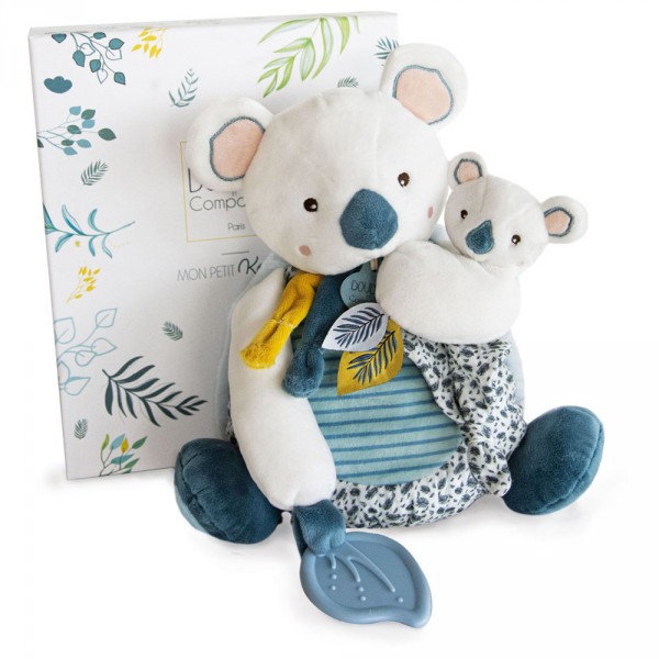 Peluche bébé pantin yoca le koala avec bébé + anneau de dentition Doudou et compagnie