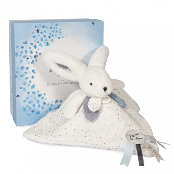 Doudou happy glossy pompon blanc Doudou et compagnie
