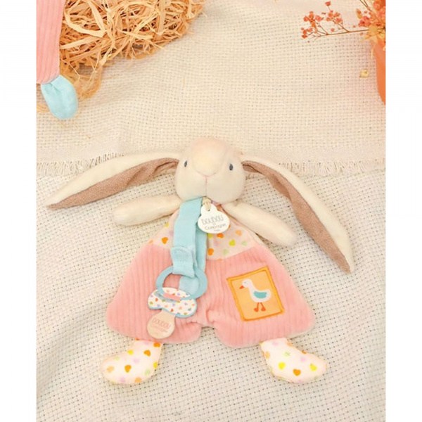 Doudou attache sucette lapin rose Doudou et compagnie
