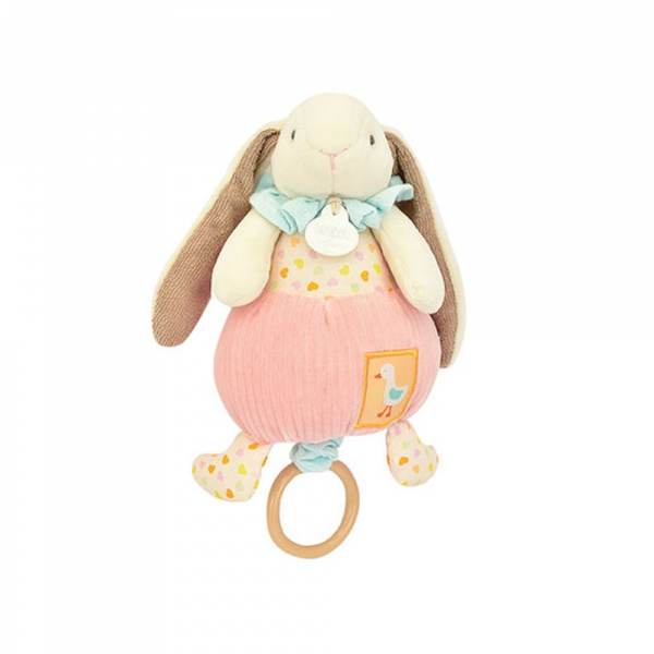 Peluche musicale boîte à musique lapin rose Doudou et compagnie