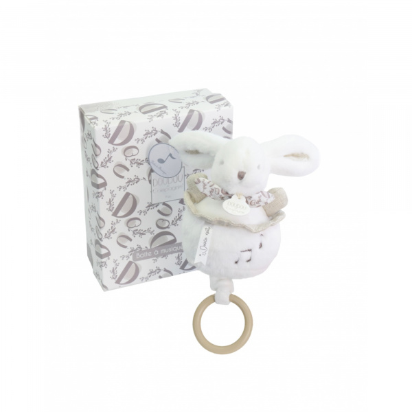 Boîte à musique lapin doudou blanc Doudou et compagnie