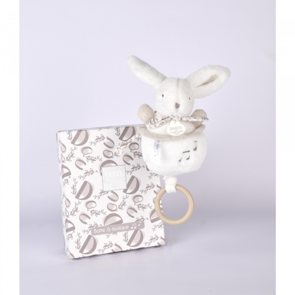 Boîte à musique lapin doudou blanc Doudou et compagnie