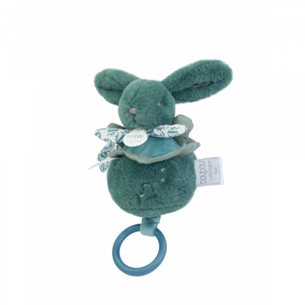 Boîte à musique lapin doudou vert sauge Doudou et compagnie
