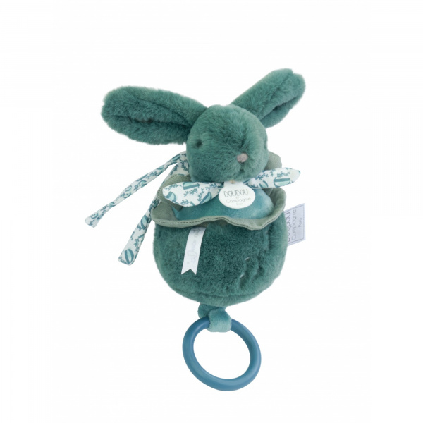 Boîte à musique lapin doudou vert sauge Doudou et compagnie