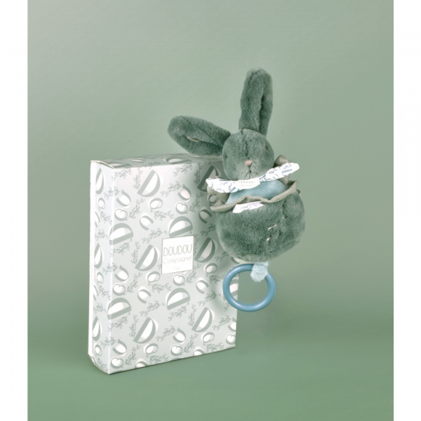 Boîte à musique lapin doudou vert sauge Doudou et compagnie
