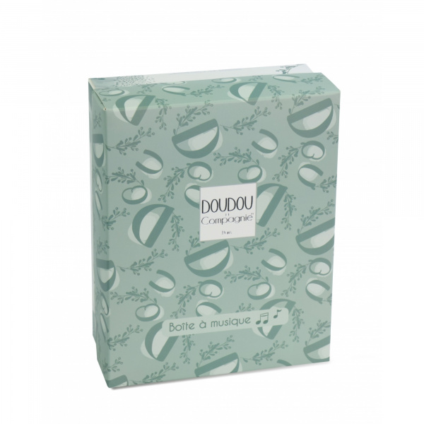 Boîte à musique lapin doudou vert sauge Doudou et compagnie