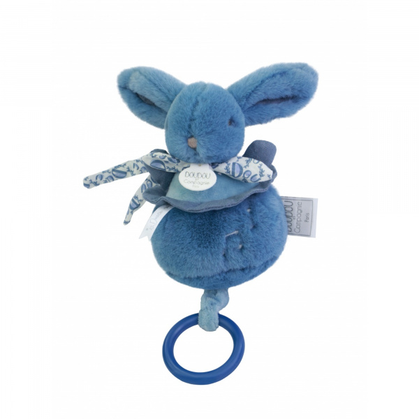 Boîte à musique lapin doudou bleu Doudou et compagnie