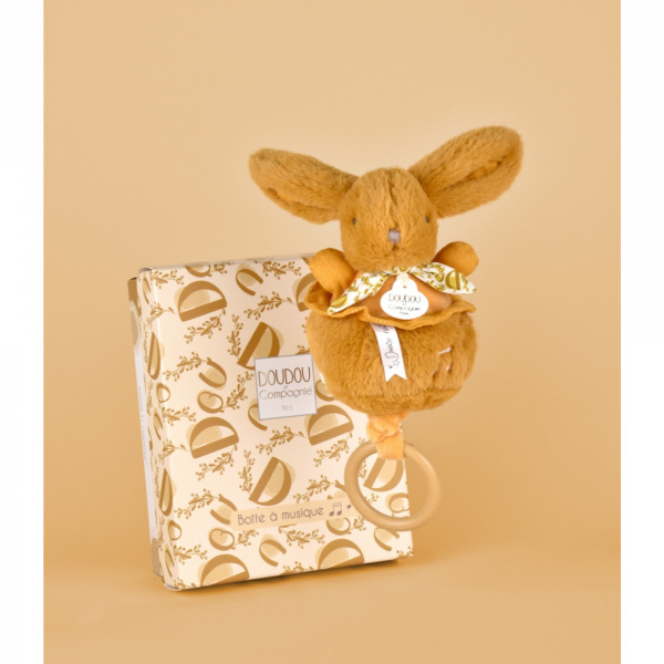 Boîte à musique lapin doudou bleu Doudou et compagnie