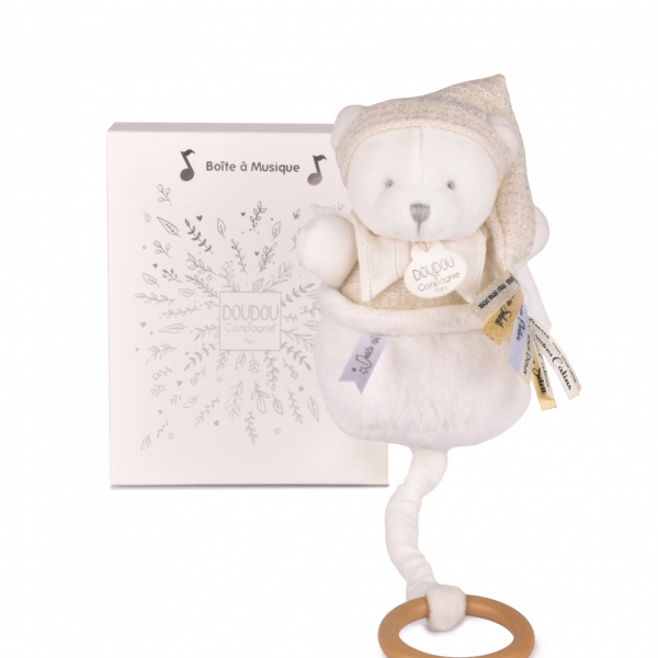 Boîte à musique ours 20 cm beige Doudou et compagnie