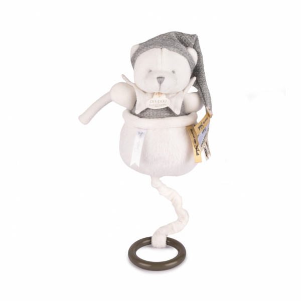 Boîte à musique ours 20 cm gris Doudou et compagnie