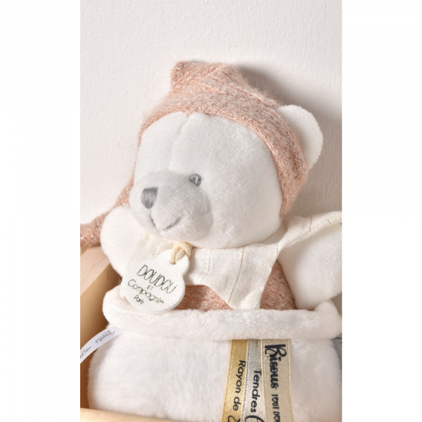 Boîte à musique ours 20 cm rose Doudou et compagnie