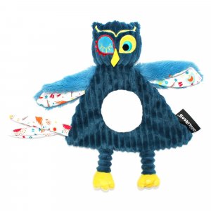 Doudou baby avec anneau de dentition astros le hibou Les deglingos