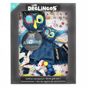 Doudou baby avec anneau de dentition astros le hibou Les deglingos