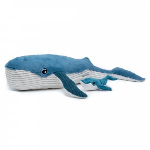 Peluche géante les ptipotos baleine et son bébé gravillou bleu Les deglingos