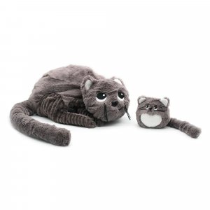 Peluche les ptipotos chat et son bébé gris Les deglingos
