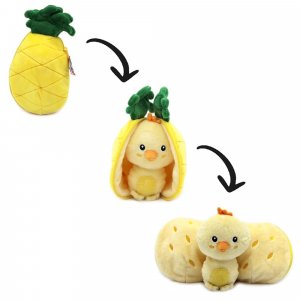 Peluche réversible flipetz poussin et ananas Les deglingos