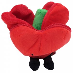 Peluche réversible flipetz coeur et fleur rouge coquelicot Les deglingos