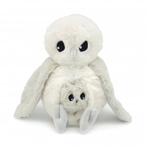 Peluche les ptipotos chouette maman et bébé gris clair Les deglingos