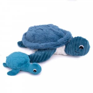 Peluche les ptipotos maman et bébé tortue bleu Les deglingos