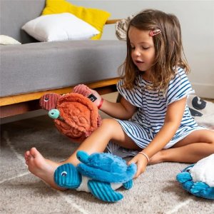 Peluche les ptipotos maman et bébé tortue bleu Les deglingos