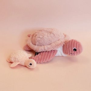 Peluche les ptipotos maman et bébé tortue rose Les deglingos