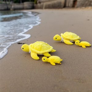 Peluche les ptipotos maman et bébé tortue jaune Les deglingos