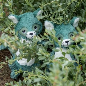 Peluche les ptipotos raton laveur netoitou vert Les deglingos