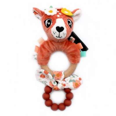 Anneau de dentition silicone et bois mélimélos la biche