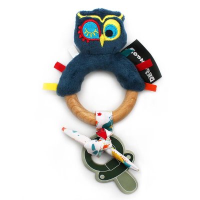 Anneau de dentition silicone et bois astros le hibou