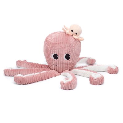 Peluche géante les ptipotos pieuvre et son bébé filou rose
