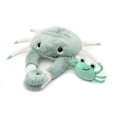 Peluche géante les ptipotos crabe et son bébé cassecou menthe