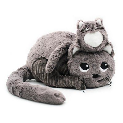 Peluche les ptipotos chat et son bébé gris