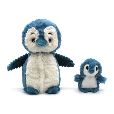 Peluche les ptipotos pingouin et son bébé bleu