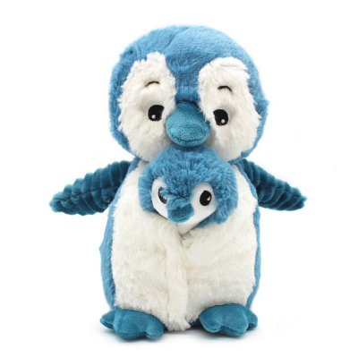 Peluche les ptipotos pingouin et son bébé bleu