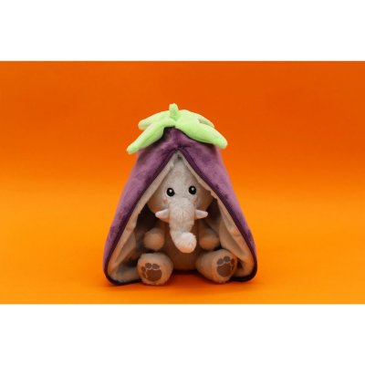 Peluche réversible flipetz éléphant et aubergine