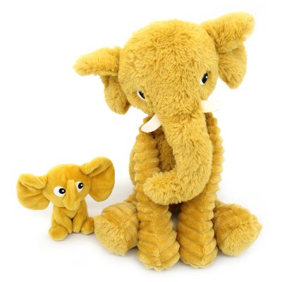 Peluche les ptipotos éléphant et son bébé moutarde