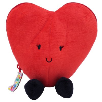 Peluche réversible flipetz coeur et fleur rouge coquelicot