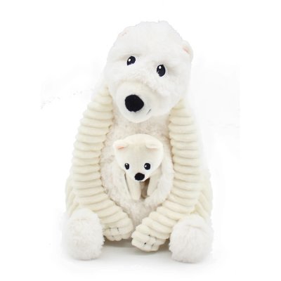 Peluche les ptipotos ours polaire maman et bébé blanc