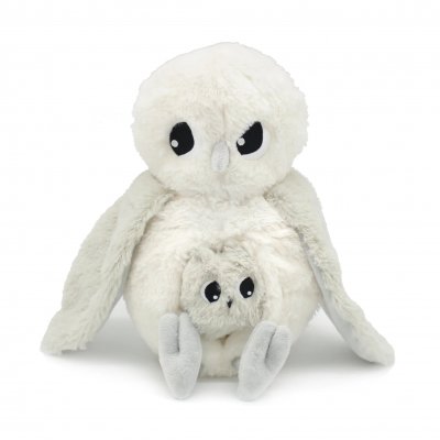 Peluche les ptipotos chouette maman et bébé gris clair