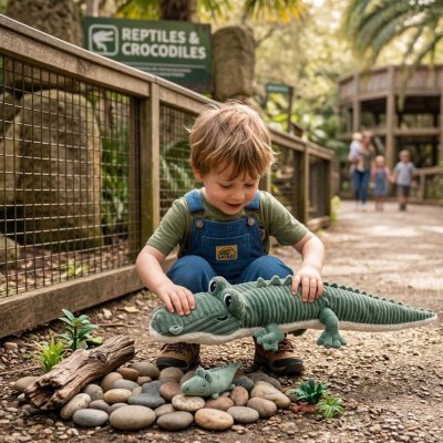 Peluche les ptipotos le crocodile croketou maman et bébé