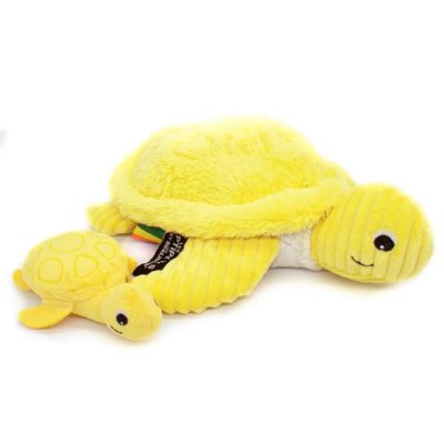Peluche les ptipotos maman et bébé tortue jaune