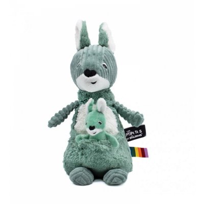 Peluche les ptipotos kangourou et son bébé allezou vert