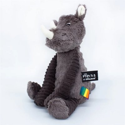 Peluche les ptipotos rhinocéros grobisous gris