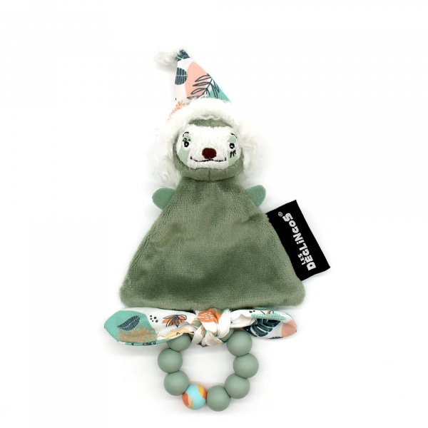 Doudou baby avec anneau de dentition chillos le paresseux Les deglingos