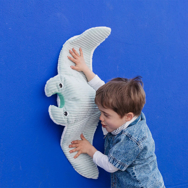 Peluche géante les ptipotos raie manta et son bébé mantalou menthe Les deglingos
