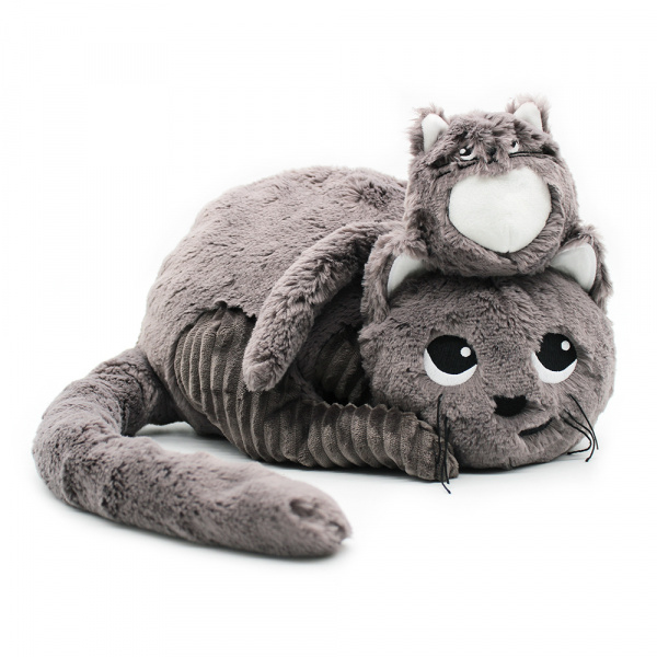 Peluche les ptipotos chat et son bébé gris Les deglingos