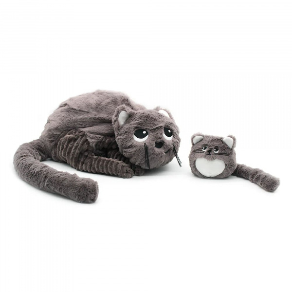 Peluche les ptipotos chat et son bébé gris Les deglingos