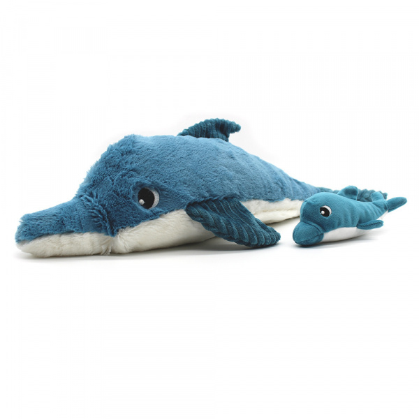 Peluche les ptipotos dauphin et son bébé bleu Les deglingos