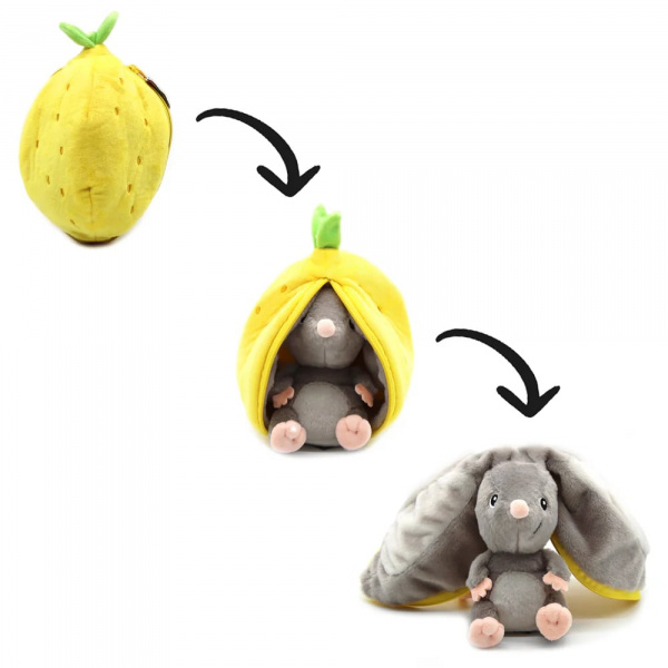 Peluche réversible flipetz souris et citron Les deglingos