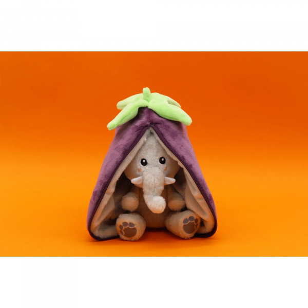 Peluche réversible flipetz éléphant et aubergine Les deglingos